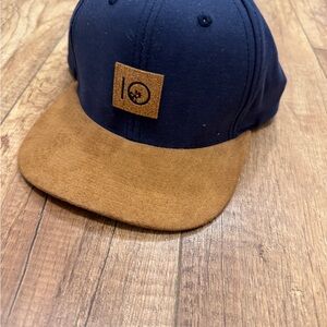 tentree Blue and Brown Snapback Hat with Suede Brim